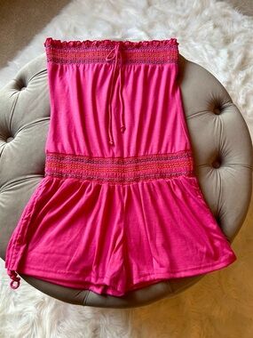 INGEAR Pink Strapless Smocked Romper